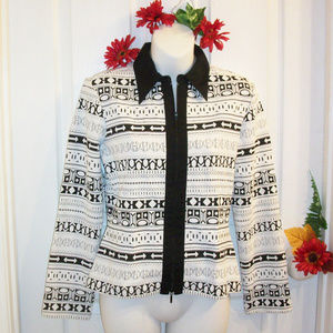 Cartise Zip Front Stretch Jacket Black White